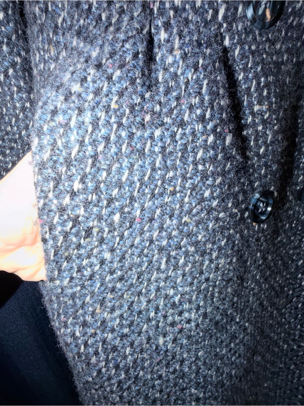 Women's Blue Tweed 100% Wool Long Coat made in the USA - Picture 5 of 6